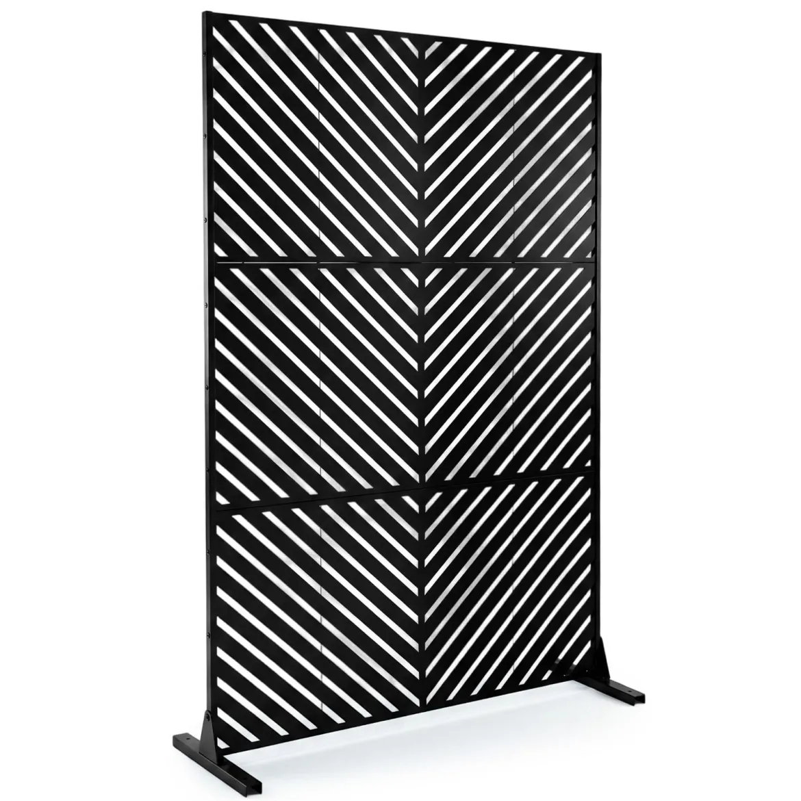 Sichtschutz Metall Outdoor Paravent mit Ständer Freistehende Sichtschutzwand 16 kg Schwarz