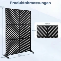 Sichtschutz Metall Outdoor Paravent mit Ständer Freistehende Sichtschutzwand 16 kg Schwarz