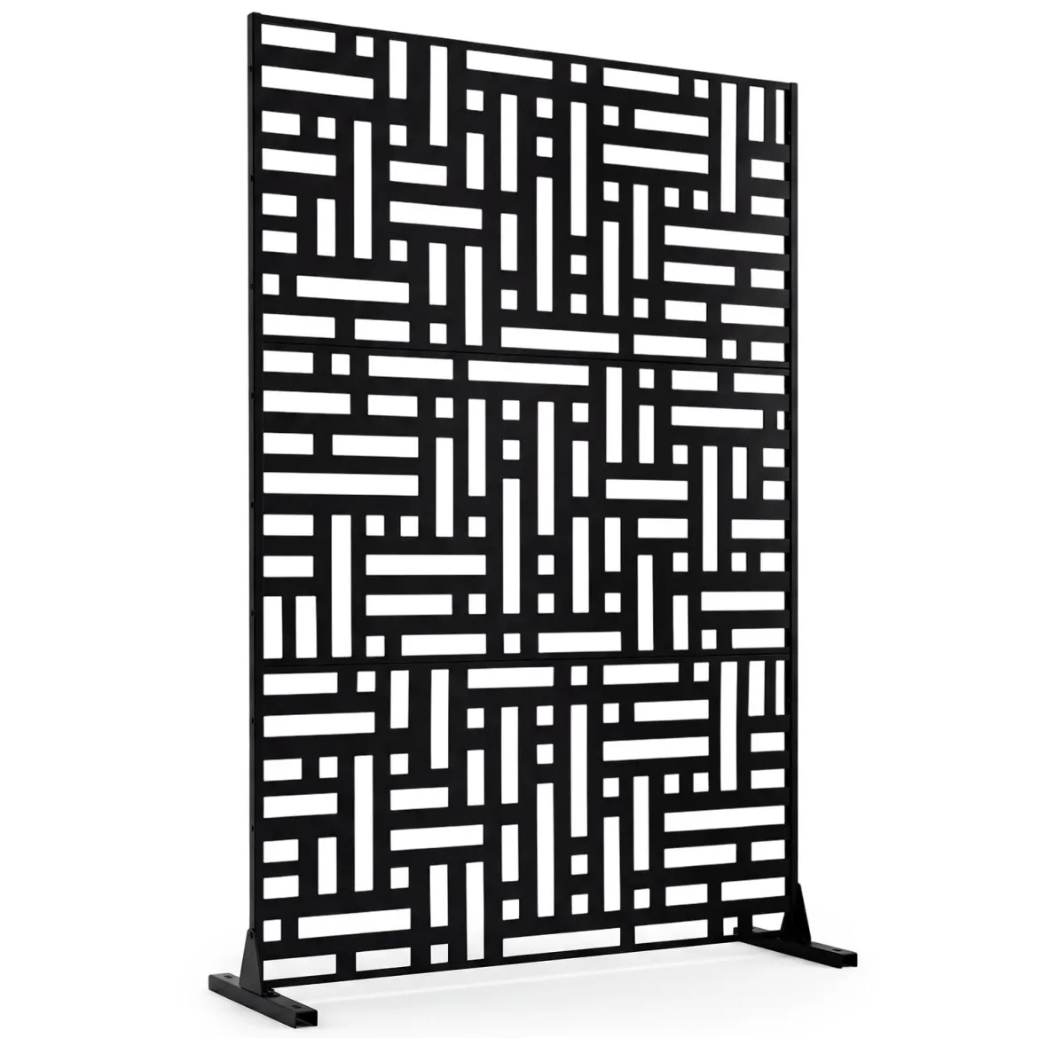 Sichtschutz Metall Outdoor Paravent mit Ständer Freistehende Sichtschutzwand 14 kg Schwarz
