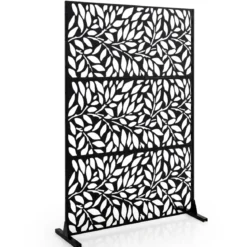 Sichtschutz Metall Outdoor Paravent mit Ständer Freistehende Sichtschutzwand 13 kg Schwarz