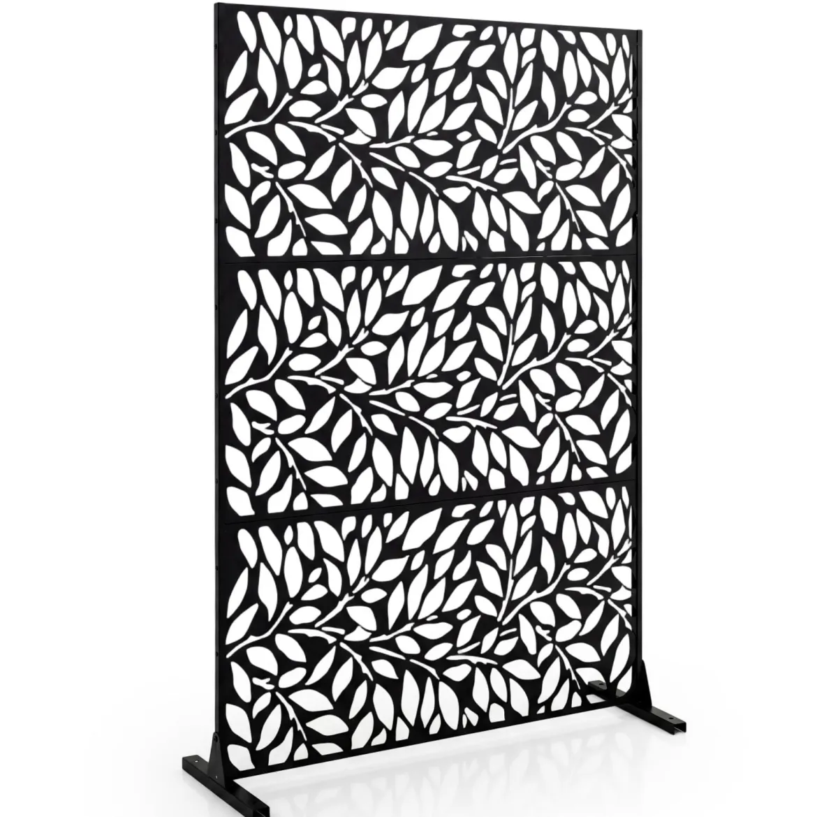 Sichtschutz Metall Outdoor Paravent mit Ständer Freistehende Sichtschutzwand 13 kg Schwarz