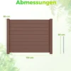 Sichtschutzzaun Gartenzaun mit 2 Paneelen wetterfester Lamellenzaun mit 3 Pfählen Braun