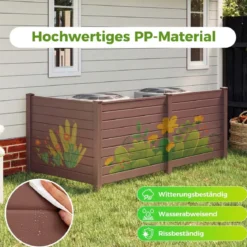 Sichtschutzzaun Gartenzaun mit 3 Paneelen wetterfester Lamellenzaun mit 4 Pfählen Braun