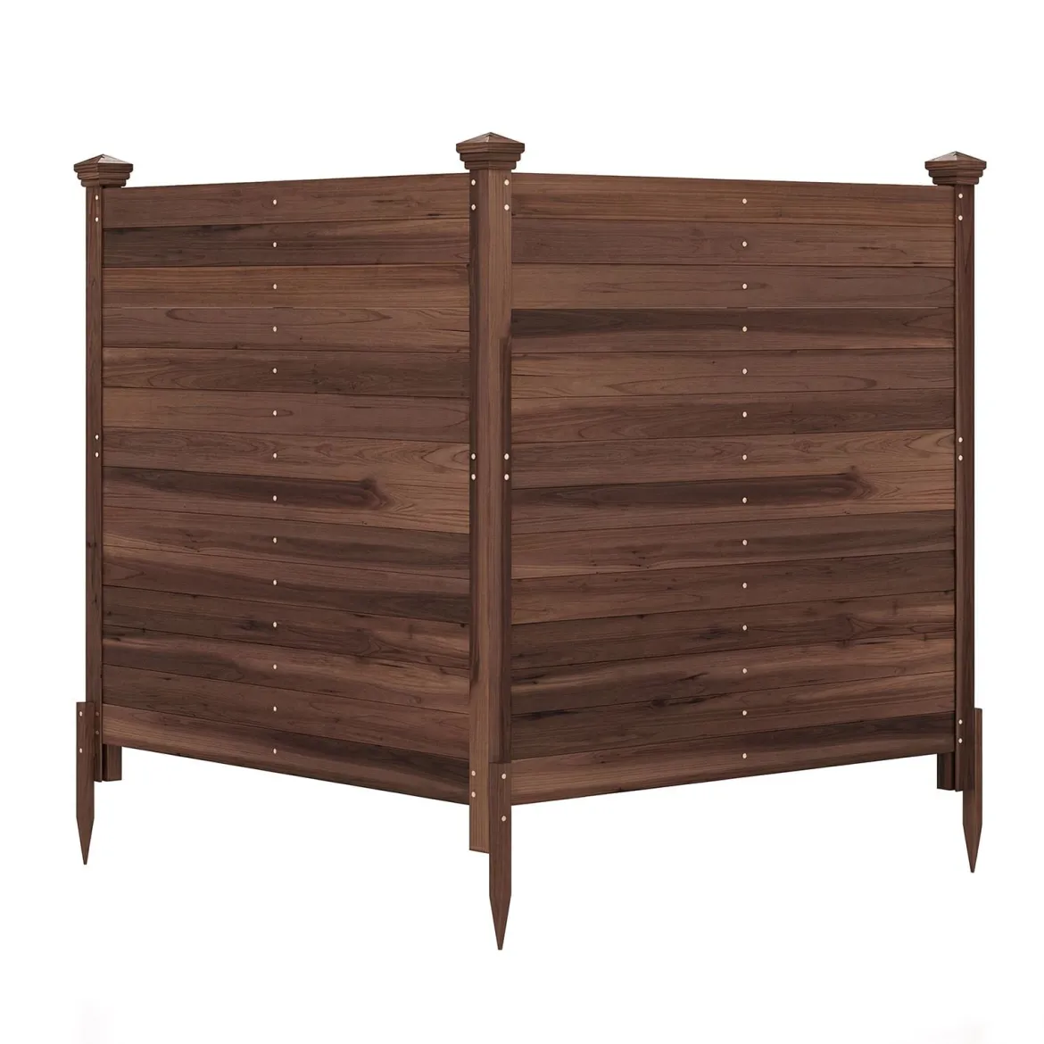 Sichtschutzzaun 2 Teilig 119 x 119 cm Gartenzaun aus Tannenholz Outdoor Holzzaun mit 3 Pfählen Braun