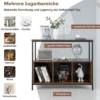 Sideboard aus Holz mit Metallrahmen & Offenem Regal & 3 Fächern 110 x 42,5 x 88 cm Braun