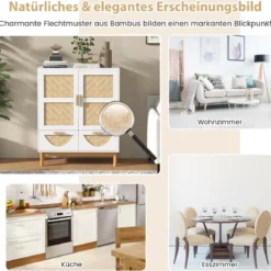 Sideboard Buffetschrank mit 2 Türen & 2 Schubladen & Verstellbarem Regal Küchenschrank