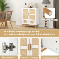 Sideboard Buffetschrank mit 2 Türen & 2 Schubladen & Verstellbarem Regal Küchenschrank
