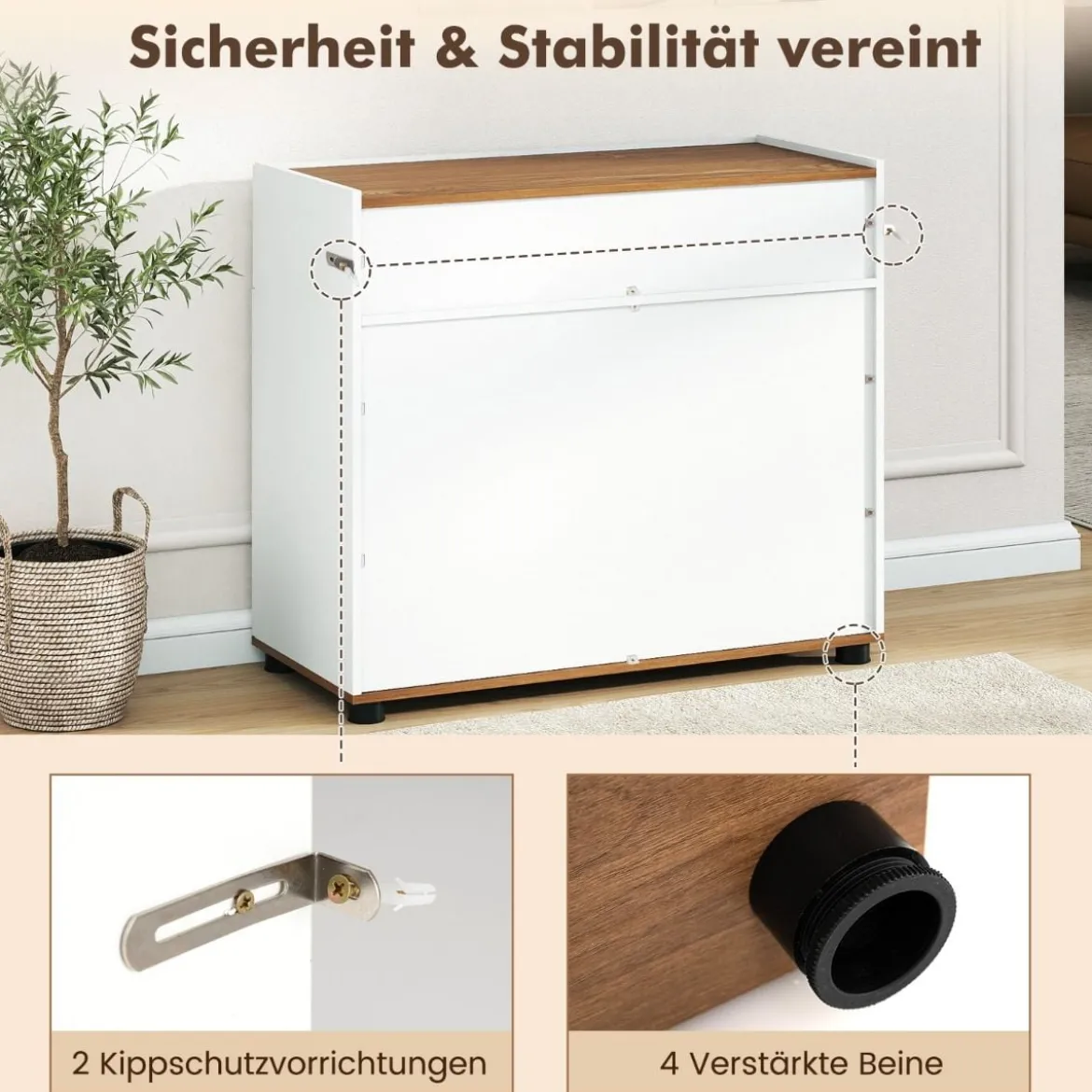 Sideboard Buffet-Schrank mit Stauraum Holz-Kaffeebar-Stationstisch mit 1 Schublade & 2 Türen Weiß