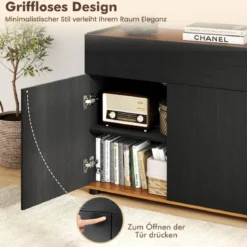 Sideboard Buffet-Schrank mit Stauraum Holz-Kaffeebar-Stationstisch mit 1 Schublade & 2 Türen Schwarz