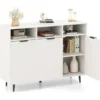 Sideboard Holz Küchenschrank mit 5-Fach verstellbaren Regalen 120 x 40 x 90 cm Weiß