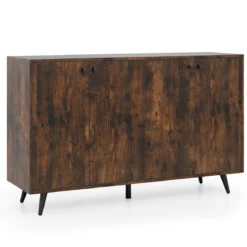 Sideboard Holz Kommode mit 4 Türen & 5-fach verstellbare Ablagen 127,5 x 38 x 80 cm Braun