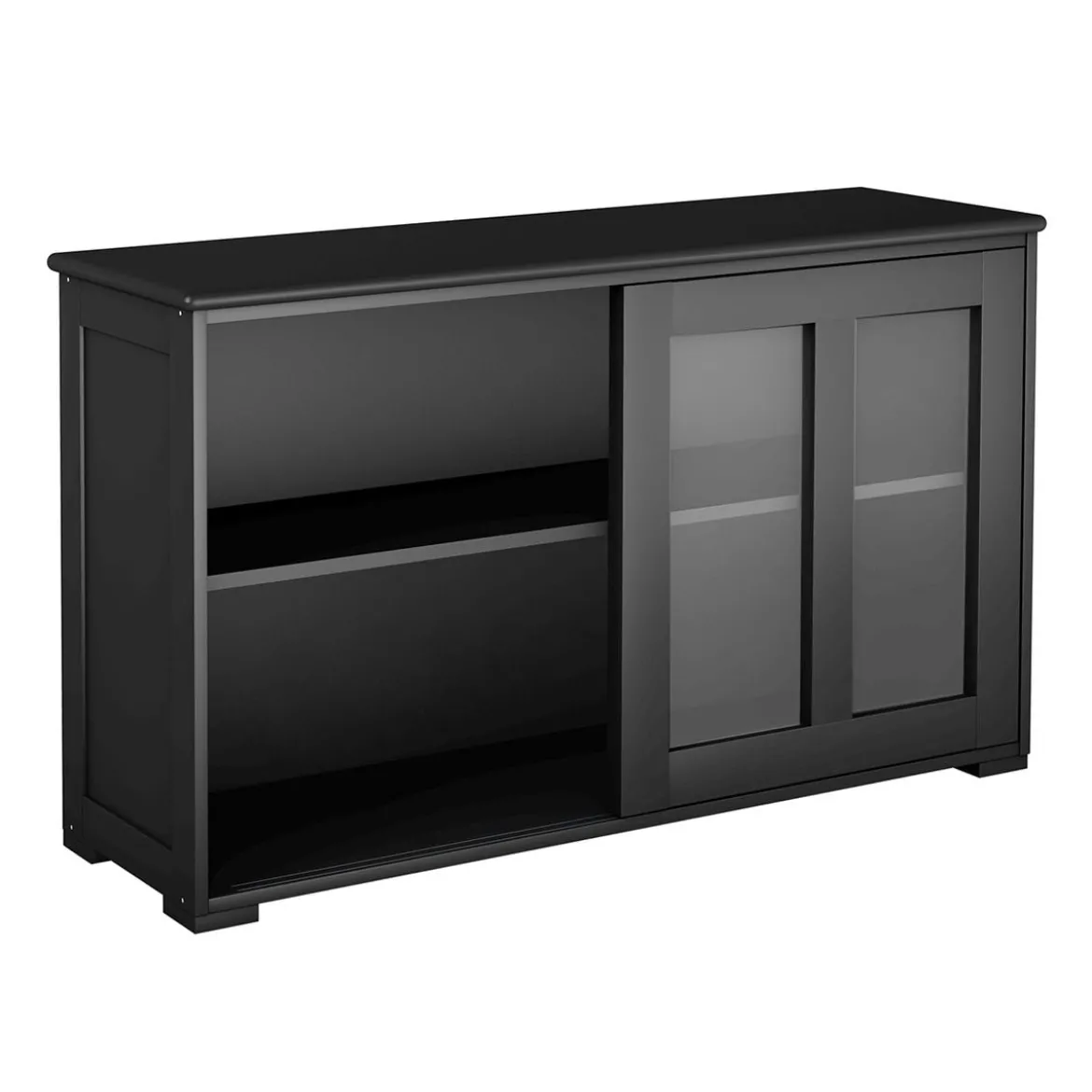 Sideboard Küchenschrank Wohnzimmerregel mit Schiebetüren Schwarz 106,5 x 33 x 62,5 cm