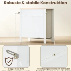 Sideboard mit Arbeitsplatte & Schublade & 2 Türen & Verstellbares Regal Landhausstil Küchenschrank