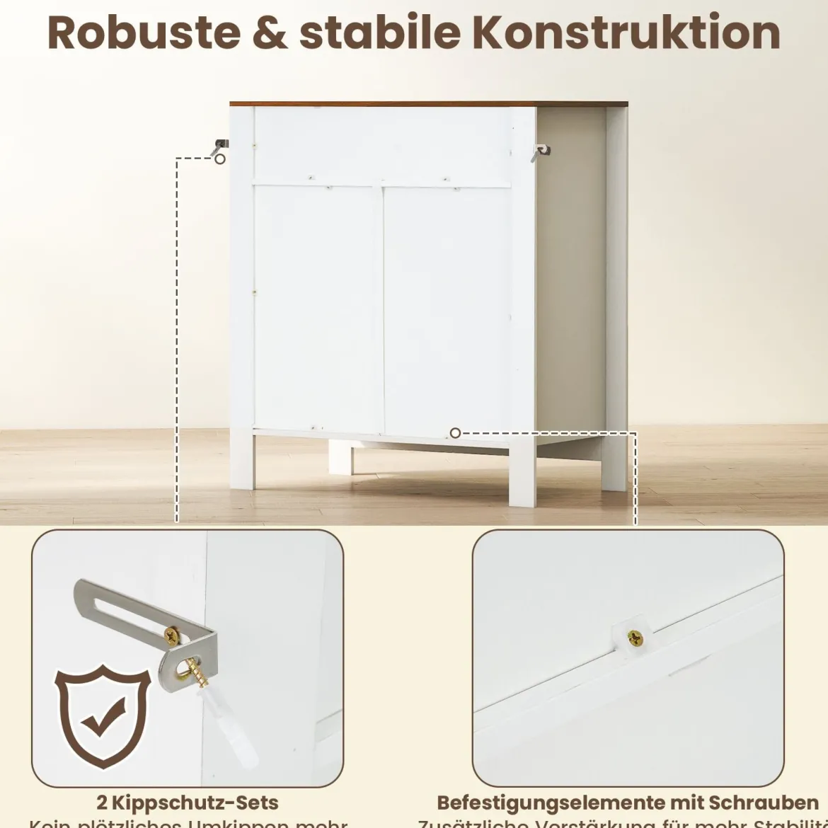 Sideboard mit Arbeitsplatte & Schublade & 2 Türen & Verstellbares Regal Landhausstil Küchenschrank
