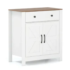 Sideboard mit Arbeitsplatte & Schublade & 2 Türen & Verstellbares Regal Landhausstil Küchenschrank
