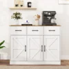 Sideboard mit 3 Schubladen & 3 Türen & Arbeitsplatte & Verstellbaren Regalen Küchenschrank Weiß