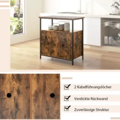 Sideboard mit 3-Stöckiger Schrank und Türen Küchenschrank mit offenem Regal 80 x 40 x 80 cm Rustikales Braun