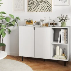 Sideboard mit 2 Türen & Verstellbaren Regalen Moderner Küchenschrank Buffet Schrank