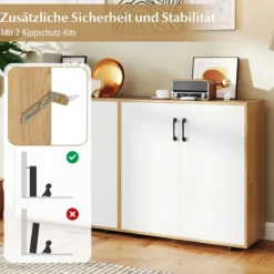 Sideboard mit Türen & Verstellbarem Regal Beistellschrank Aufbewahrungsschrank