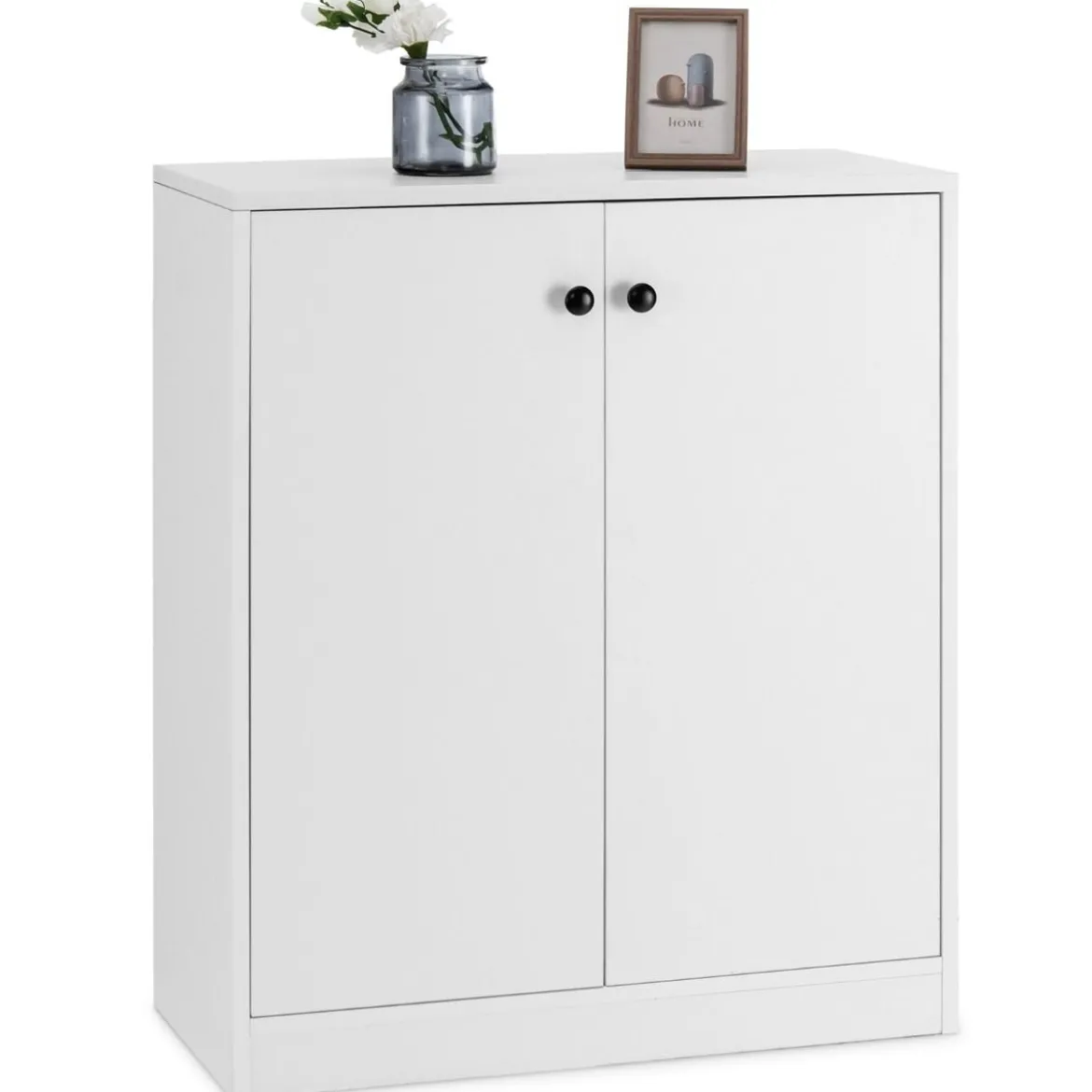 Sideboard modern Aufbewahrungsschrank mit 2 Türen moderner Lagerschrank mit 3 Regalen Weiß
