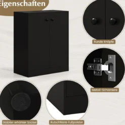 Sideboard modern freistehender Bodenschrank mit Kippschutz Flurschrank mit verstellbaren Regalen 72 x 34 x 85,5 cm Schwarz