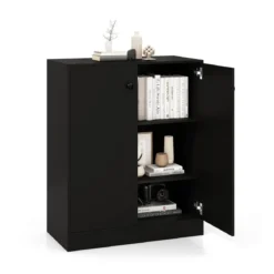 Sideboard modern freistehender Bodenschrank mit Kippschutz Flurschrank mit verstellbaren Regalen 72 x 34 x 85,5 cm Schwarz