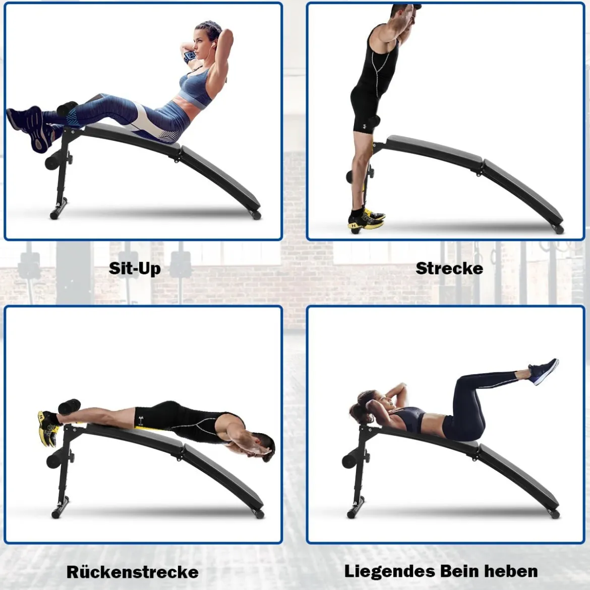 Sit Up Bank Klappbare Trainingsbank Schrägbank höhenverstellbar bis zur 100kg Schwarz