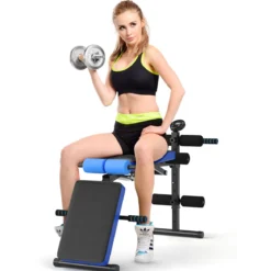Sit Up Bank klappbar Trainingsbank höhenverstellbar Fitnessbank Schrägbank Blau