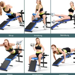 Sit Up Bank klappbar Trainingsbank höhenverstellbar Fitnessbank Schrägbank Blau