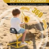 Sitzbagger 360° drehbar Bagger zum Draufsitzen Metall Bagger Sandkasten mit Schaufel Aufsitzbagger Gelb