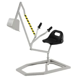 Sitzbagger 360° drehbar Bagger zum Draufsitzen Metall Bagger Sandkasten mit Schaufel Aufsitzbagger Grau