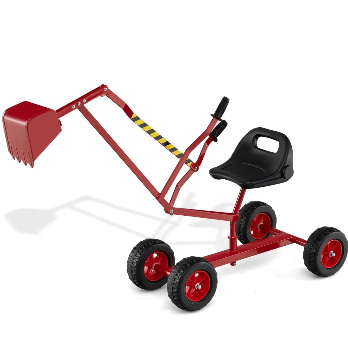 Sitzbagger 360° drehbar Bagger zum Draufsitzen Metall mit Schaufel & Rädern Bagger Sandkasten Rot