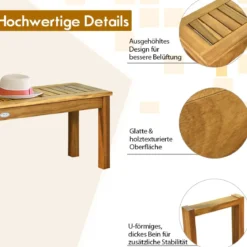 Sitzbank Massivholz Gartenmöbel Holzbank Gartenbank Belastbar bis 360 kg 132 x 34 x 43,5 cm Teak