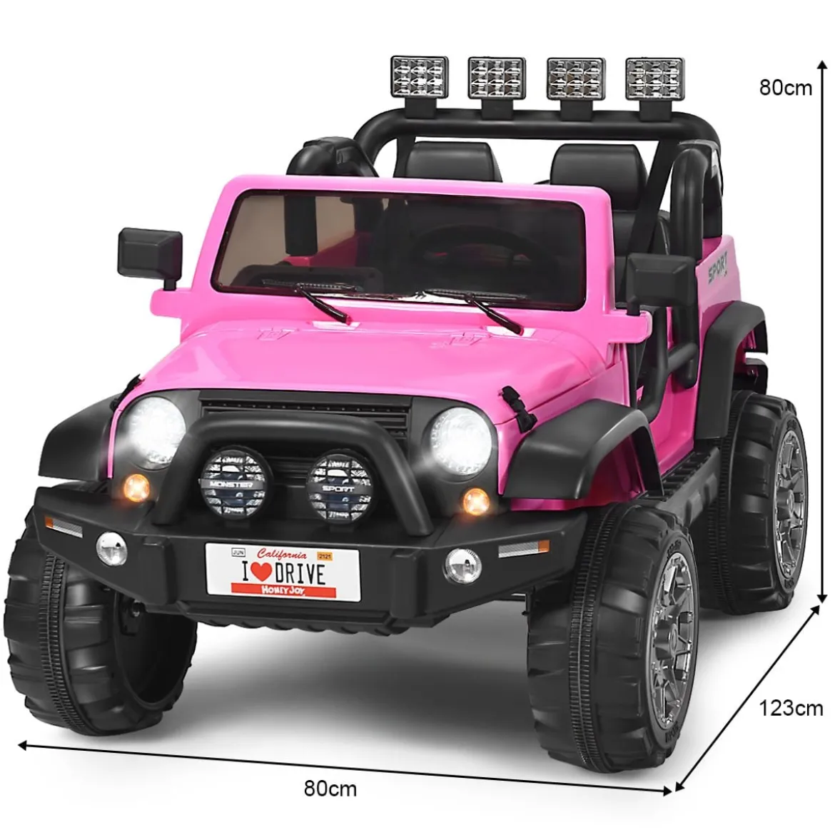 2 Sitzer Batteriebetriebenes Elektrofahrzeug Kinderfahrzeug 123 x 80 x 80 cm Rosa
