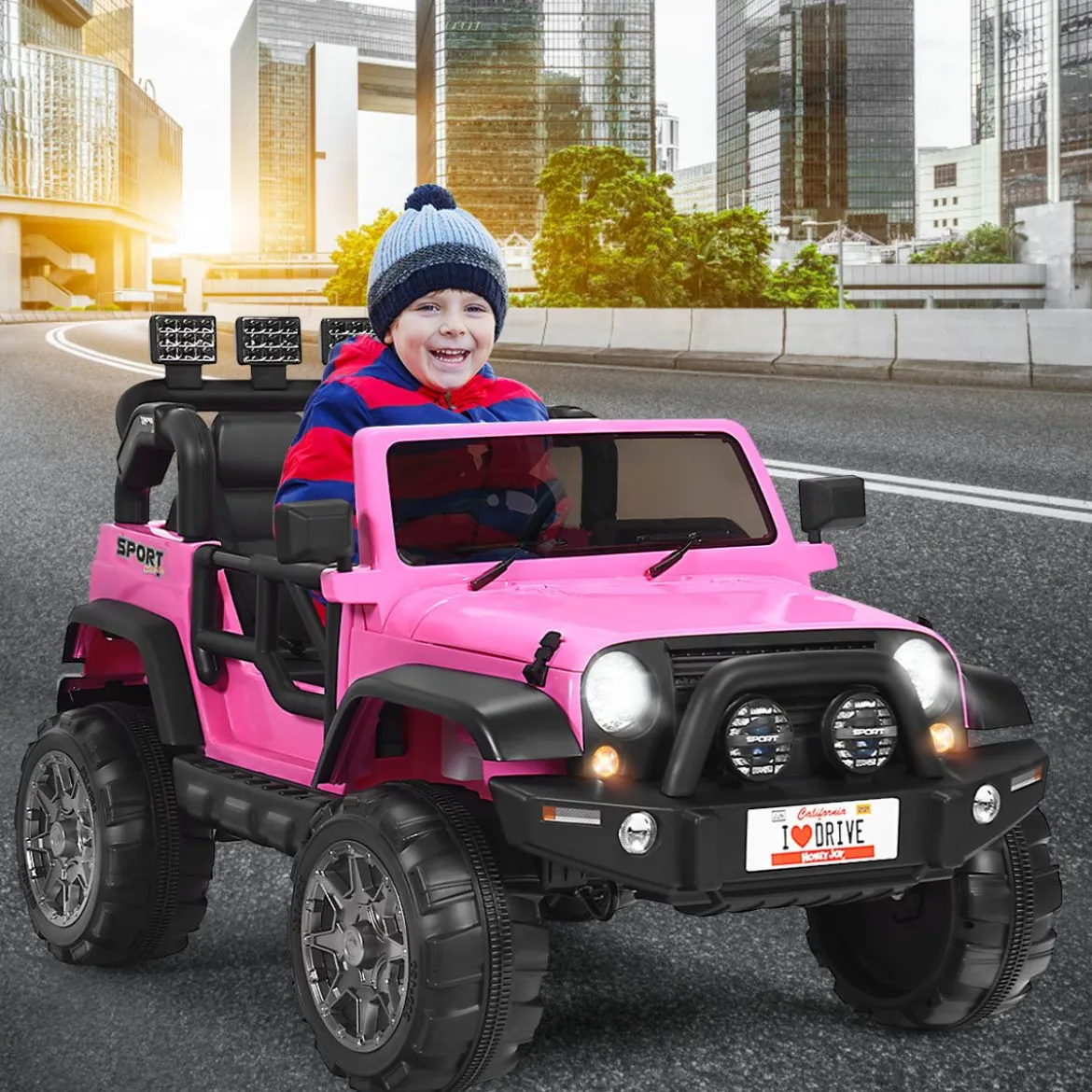 2 Sitzer Batteriebetriebenes Elektrofahrzeug Kinderfahrzeug 123 x 80 x 80 cm Rosa