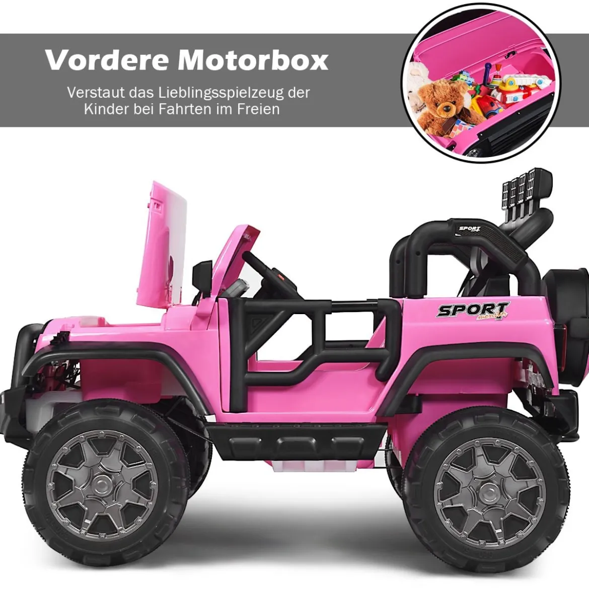 2 Sitzer Batteriebetriebenes Elektrofahrzeug Kinderfahrzeug 123 x 80 x 80 cm Rosa