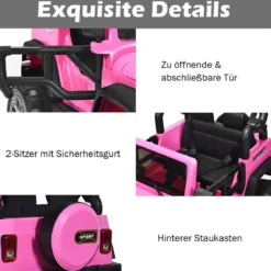 2 Sitzer Batteriebetriebenes Elektrofahrzeug Kinderfahrzeug 123 x 80 x 80 cm Rosa