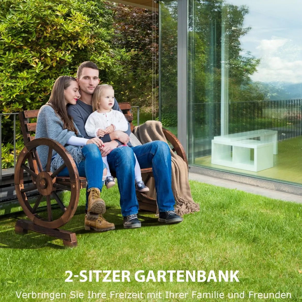 2 Sitzer Gartenbank aus Holz mit Rustikalem Retro-Design 103 x 55 x 76 cm Braun