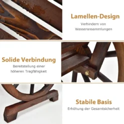2 Sitzer Gartenbank aus Holz mit Rustikalem Retro-Design 103 x 55 x 76 cm Braun