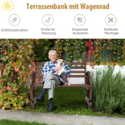 2 Sitzer Gartenbank aus Holz mit Rustikalem Retro-Design 103 x 55 x 76 cm Braun