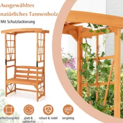 2-Sitzer Gartenbank mit Rankhilfe Rosenbogen Gartenbogen Torbogen für Kletterpflanzen