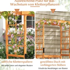 2-Sitzer Gartenbank mit Rankhilfe Rosenbogen Gartenbogen Torbogen für Kletterpflanzen