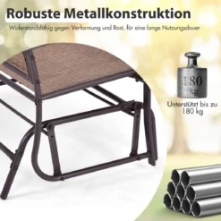 2-Sitzer Gartenbank mit Schaukelmechanismus & robustem Metallrahmen & atmungsaktivem Sitzstoff Braun