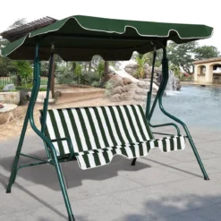 3-Sitzer Hollywoodschaukel mit verstellbarem Dach Gartenschaukel Schaukelbank für Garten