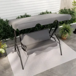 3-Sitzer Hollywoodschaukel mit verstellbarem Dach Gartenschaukel Schaukelbank für Garten