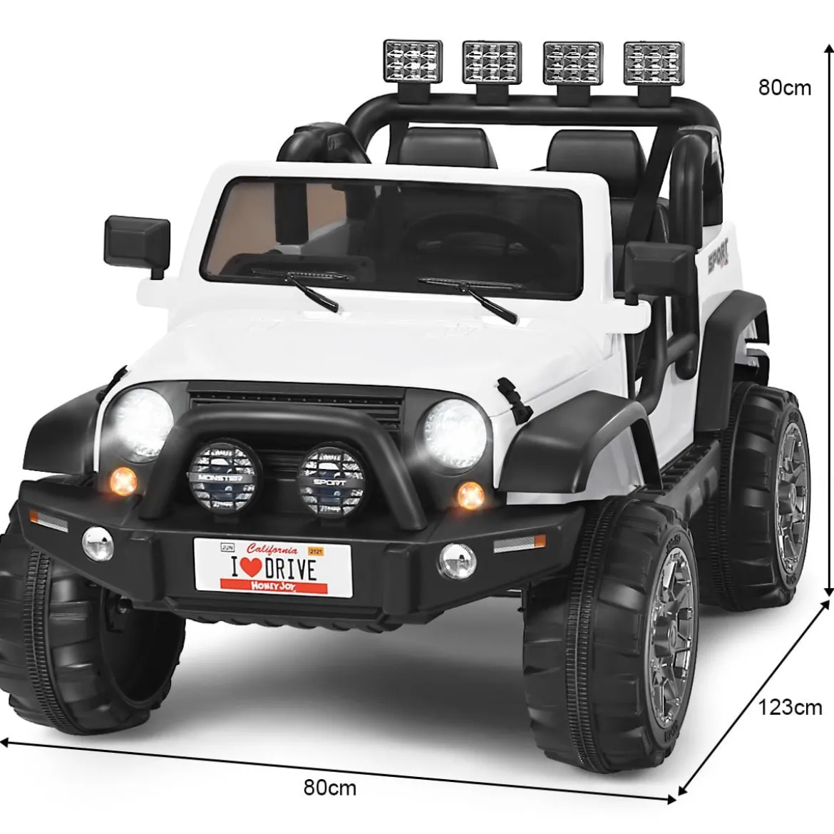 2 Sitzer Kinderauto mit Fernbedienung 3 Gang Elektroauto 123 x 80 x 80 cm Weiß