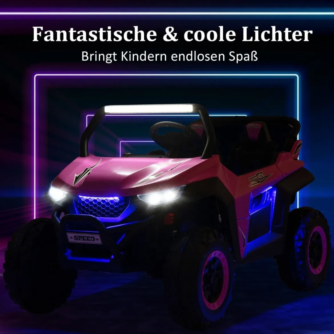 2 Sitzer Kinderauto mit 2,4G Fernbedienung 12V Kinder UTV mit Musik und Scheinwerfer 118 x 74 x 71 cm