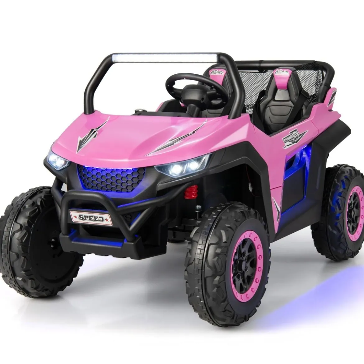 2 Sitzer Kinderauto mit 2,4G Fernbedienung 12V Kinder UTV mit Musik und Scheinwerfer 118 x 74 x 71 cm