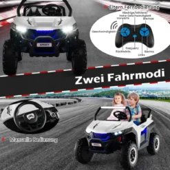 2 Sitzer Kinderauto mit 2,4G Fernbedienung 12V Kinder UTV mit Musik und Scheinwerfer 118 x 74 x 71 cm