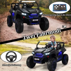 2 Sitzer Kinderauto mit 2,4G Fernbedienung 12V Kinder UTV mit Musik und Scheinwerfer 118 x 74 x 71 cm